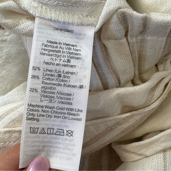 Madewell Linen Blend High Rise Pull On Paperbag Striped Shorts Sz XXS - Picture 6 of 11